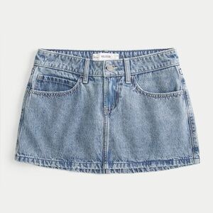 Hollister Low-Rise Medium Wash Denim Mini Skirt